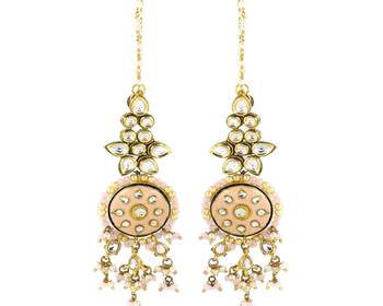 Kundan pearl rose quartz earrings 3