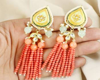Pearl moonstone red coral earrings 2