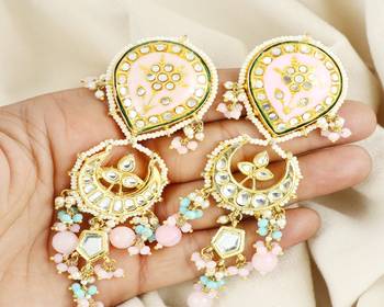 Pearl rose quartz amazonite earrings 1