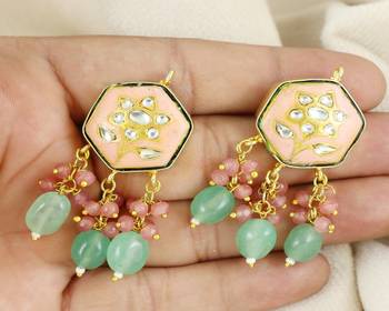 Kundan rose quartz amethyst earrings 1