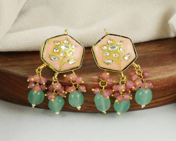 Kundan rose quartz amethyst earrings 2