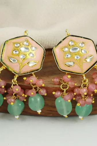 Kundan rose quartz amethyst earrings