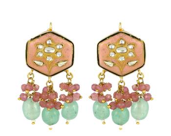 Kundan rose quartz amethyst earrings 3