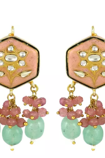 Kundan rose quartz amethyst earrings