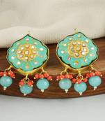 Kundan red coral amazonite earrings