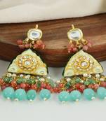 Kundan pearl rose quartz earrings