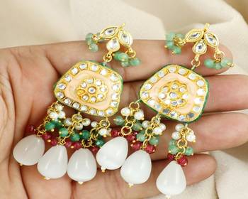 Pearl ruby green quartz earrings 1