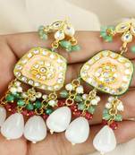 Pearl ruby green quartz earrings