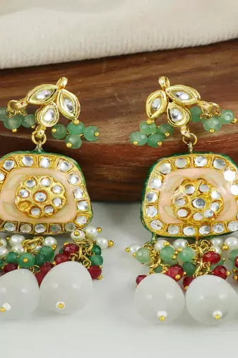 Pearl ruby green quartz earrings