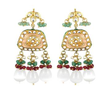 Pearl ruby green quartz earrings 3