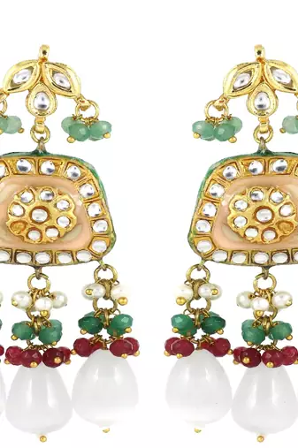 Pearl ruby green quartz earrings