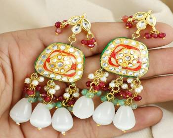 Pearl ruby green quartz earrings 1