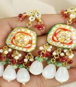 Pearl ruby green quartz earrings