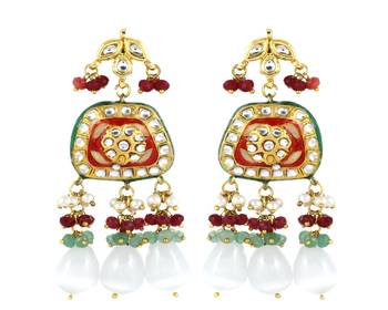 Pearl ruby green quartz earrings 3