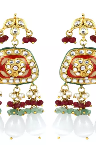 Pearl ruby green quartz earrings