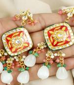 Pearl rose quartz green onyx earrings