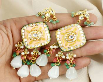 Pearl rose quartz green onyx earrings 1