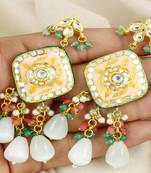 Pearl rose quartz green onyx earrings