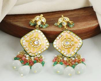 Pearl rose quartz green onyx earrings 2