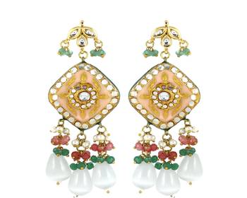 Pearl rose quartz green onyx earrings 3