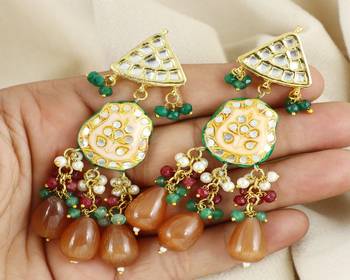 Pearl ruby green onyx earrings 1