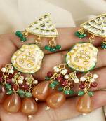 Pearl ruby green onyx earrings