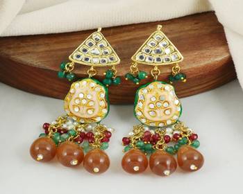 Pearl ruby green onyx earrings 2