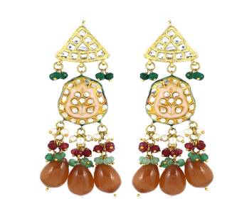 Pearl ruby green onyx earrings 3