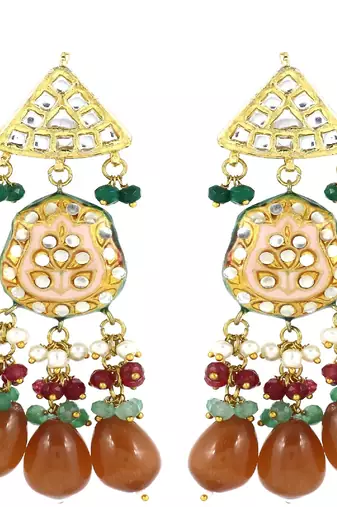 Pearl ruby green onyx earrings