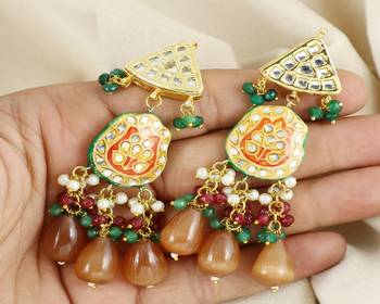 Pearl ruby green onyx earrings 1
