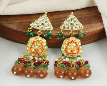Pearl ruby green onyx earrings 2