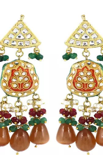 Pearl ruby green onyx earrings