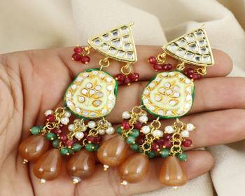 Pearl ruby green onyx earrings 1