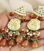 Pearl ruby green onyx earrings