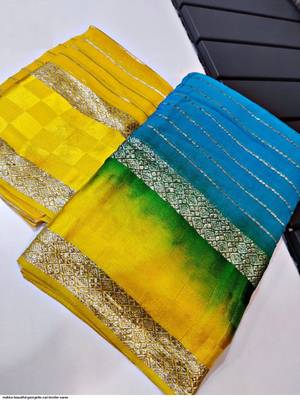 Blue Zari Weaving Georgette Viscose Saree 3
