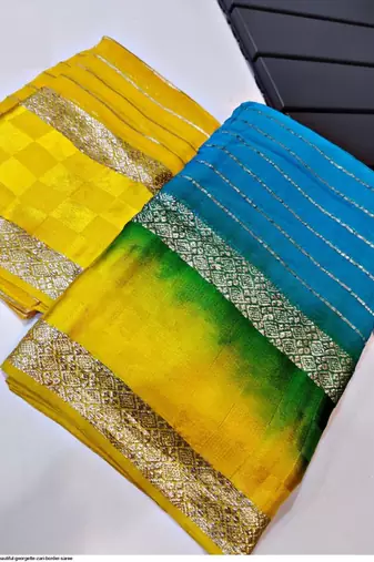 Blue Zari Weaving Georgette Viscose Saree