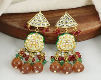 Pearl ruby green onyx earrings 2