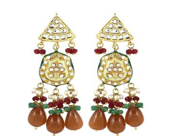 Pearl ruby green onyx earrings 3