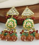 Kundan pearl ruby green onyx earrings