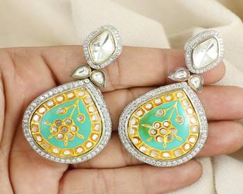 Polki zircon jhumka earrings 1