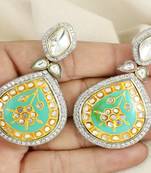 Polki zircon jhumka earrings