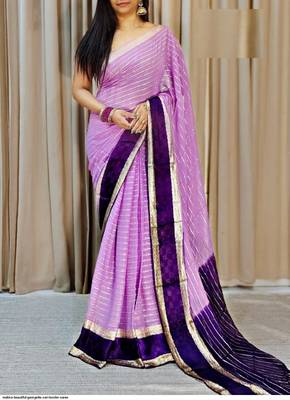 Purple Zari Weaving Georgette Viscose Saree 1