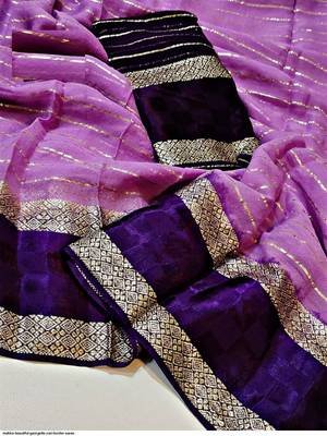 Purple Zari Weaving Georgette Viscose Saree 2