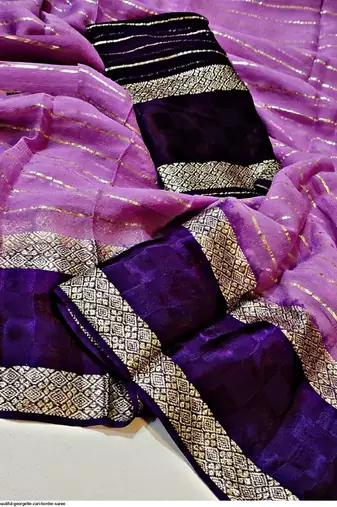 Purple Zari Weaving Georgette Viscose Saree