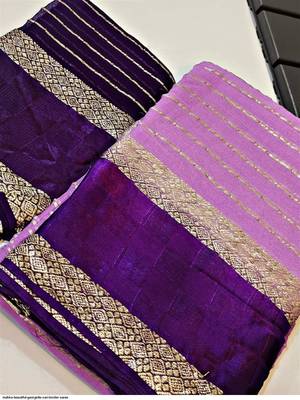 Purple Zari Weaving Georgette Viscose Saree 3