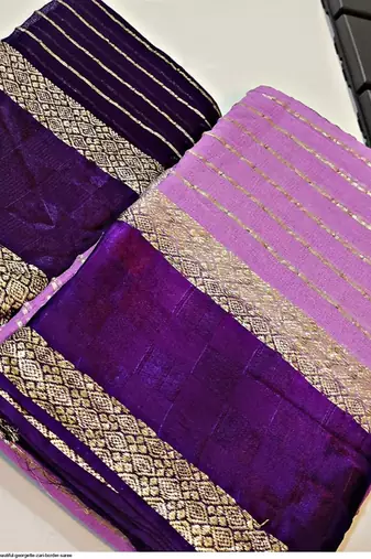 Purple Zari Weaving Georgette Viscose Saree