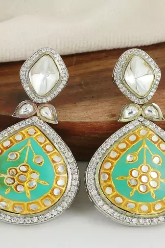 Polki zircon jhumka earrings