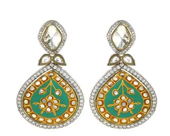 Polki zircon jhumka earrings 3