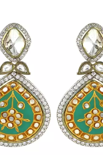 Polki zircon jhumka earrings