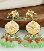 Kundan pearl green quartz earrings